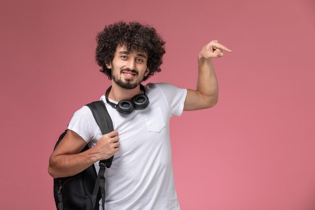 college, admission, education, man, pointing, copy space