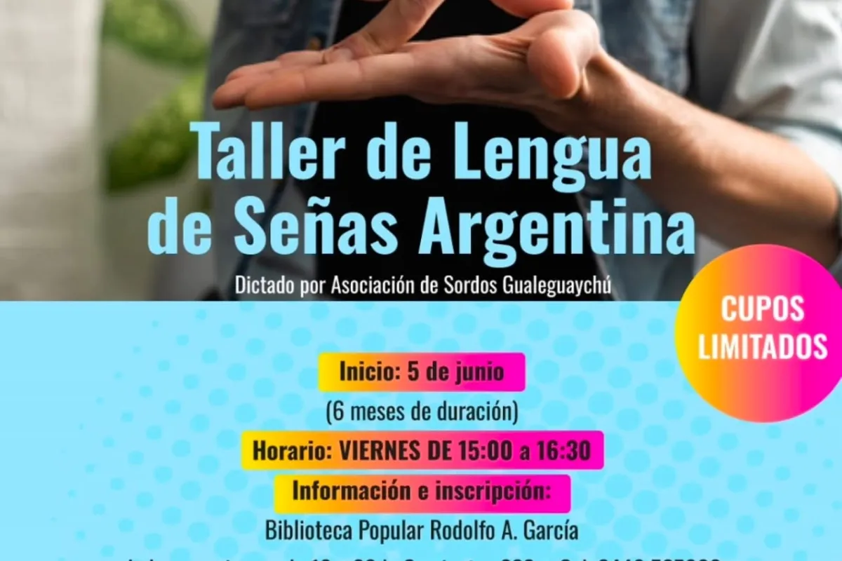 Dictarán un taller de Lengua de Señas Argentina en la Biblioteca Popular Rodolfo García